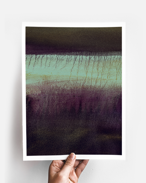 Landscape Wall Art Prints Loose Abstract Watercolor Paper & Canvas | Burgundy Fields | Modern Abstract Watercolor Art Print-Contemporary Wall Paintings Marta Spendowska verymarta