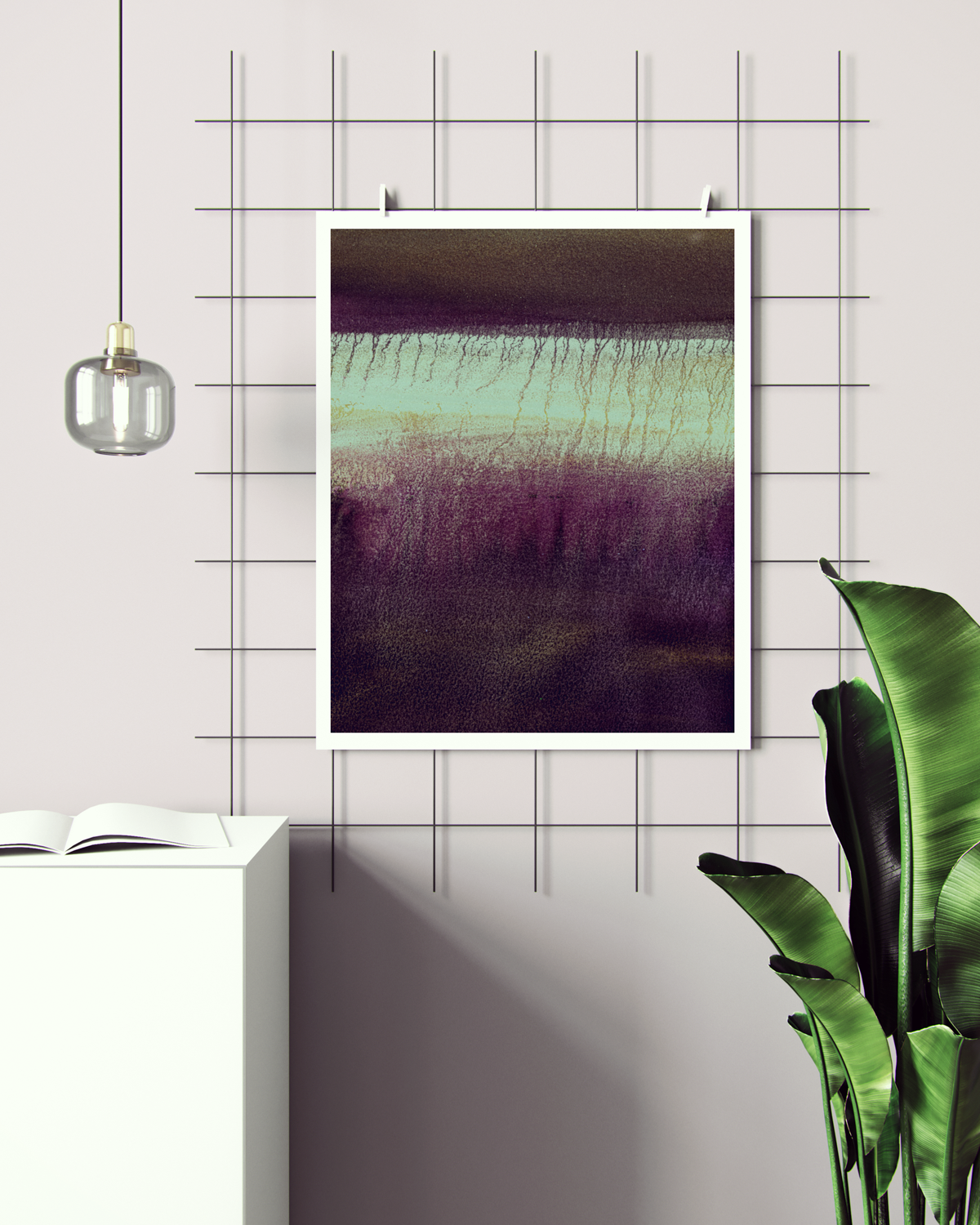 Landscape Wall  Art Prints Loose Abstract Watercolor Paper & Canvas | Burgundy Fields