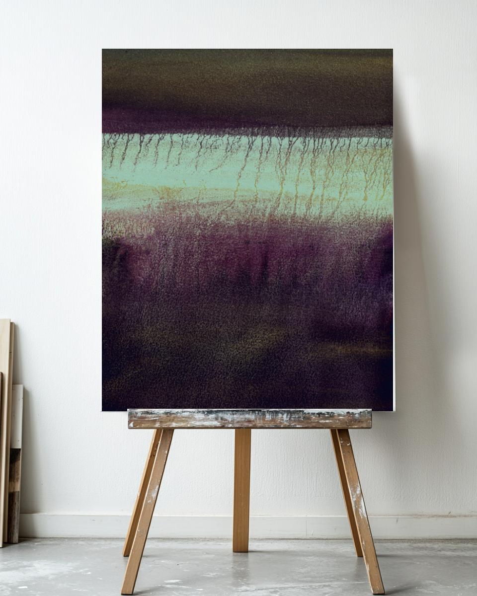 Landscape Wall  Art Prints Loose Abstract Watercolor Paper & Canvas | Burgundy Fields