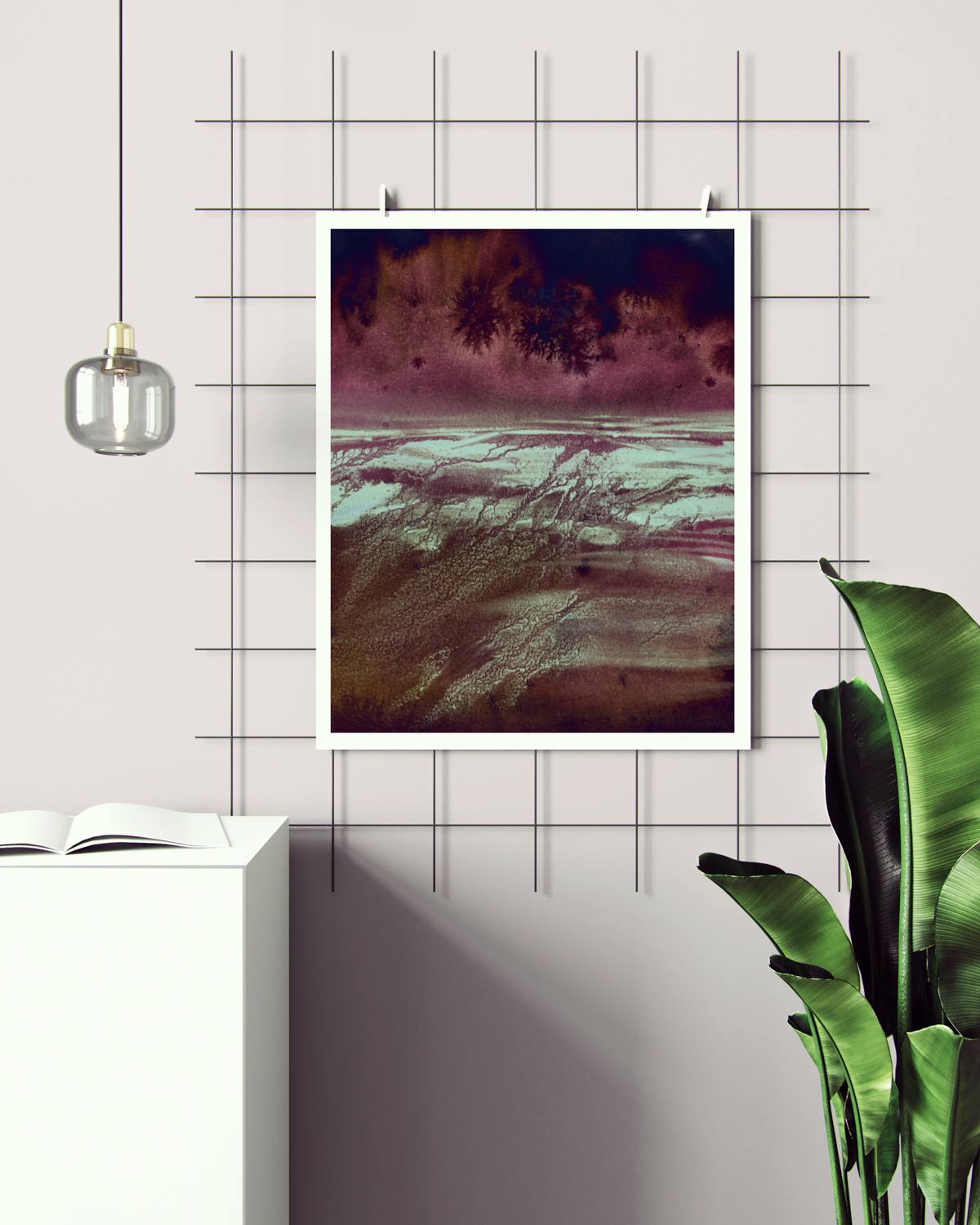 Landscape Wall  Art Prints Loose Abstract Watercolor Paper & Canvas | Dark Skies