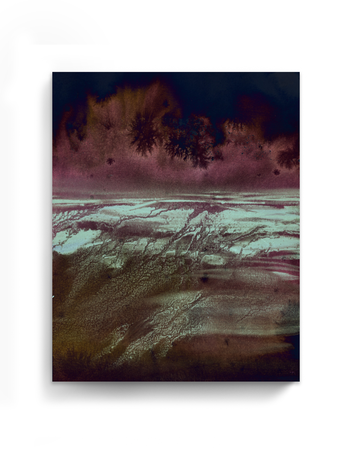 Landscape Wall  Art Prints Loose Abstract Watercolor Paper & Canvas | Dark Skies