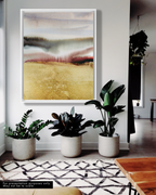 Landscape Wall  Art Prints Loose Abstract Watercolor Paper & Canvas | Gold Earth