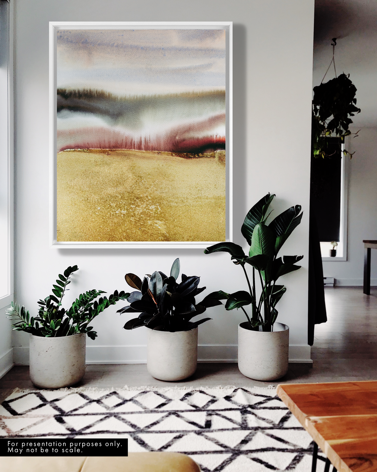 Landscape Wall  Art Prints Loose Abstract Watercolor Paper & Canvas | Gold Earth