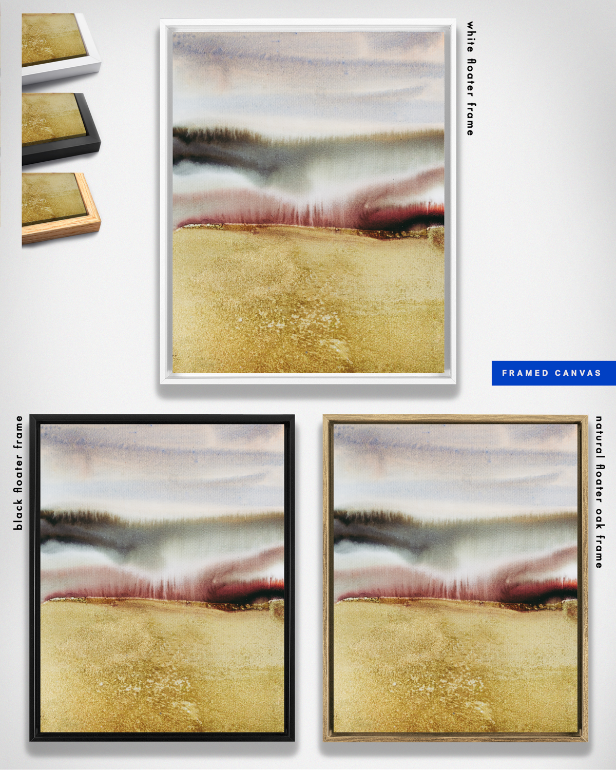 Landscape Wall  Art Prints Loose Abstract Watercolor Paper & Canvas | Gold Earth