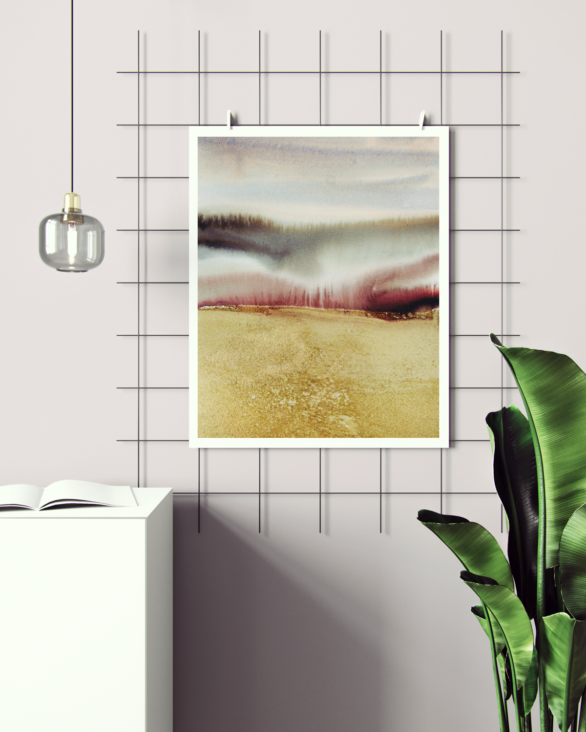 Landscape Wall  Art Prints Loose Abstract Watercolor Paper & Canvas | Gold Earth