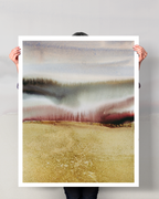 Landscape Wall  Art Prints Loose Abstract Watercolor Paper & Canvas | Gold Earth