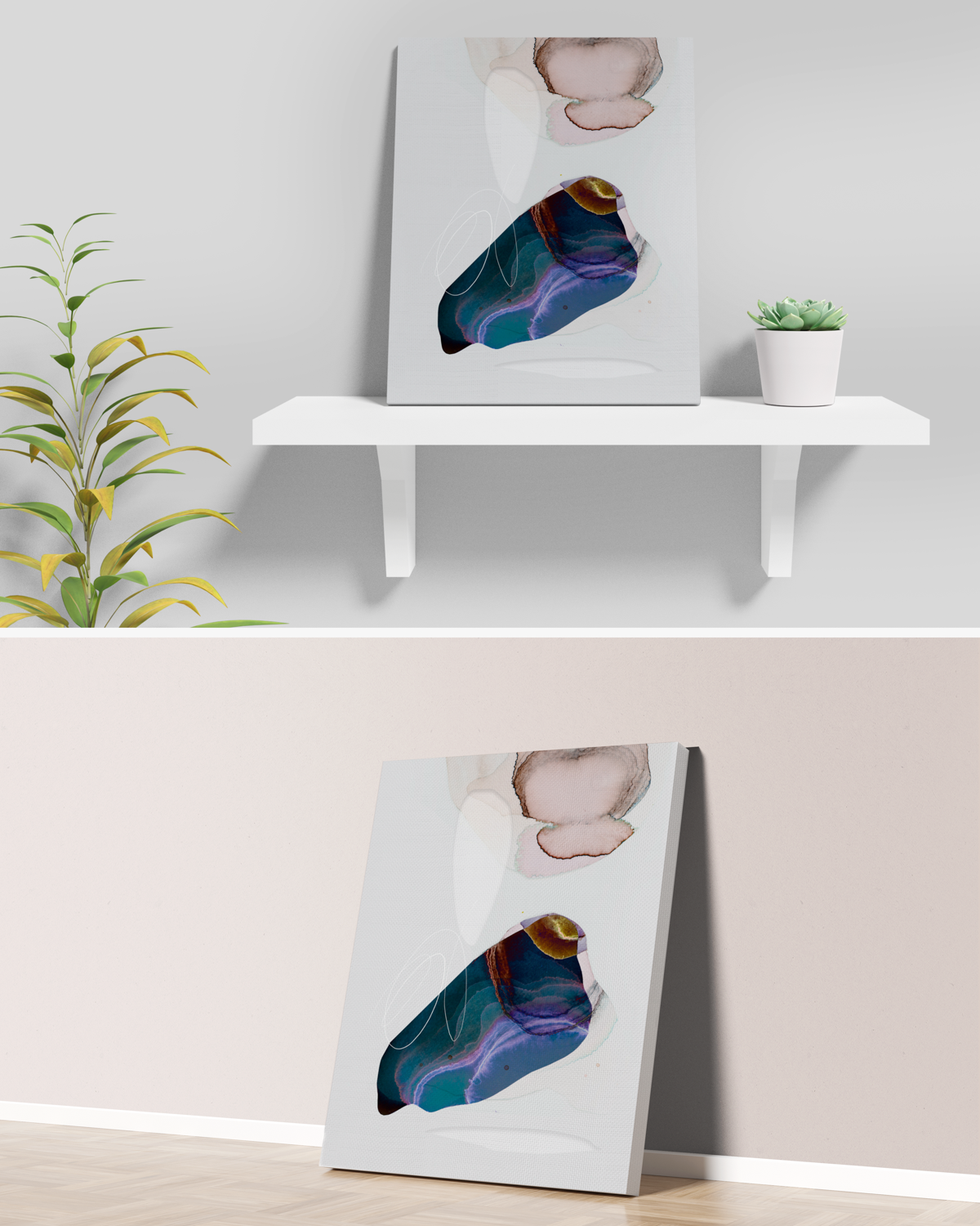 Abstract Wall Art Prints Loose Watercolor Paper & Canvas | Lunel