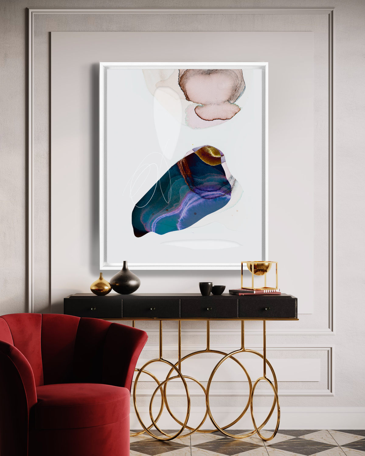 Abstract Wall Art Prints Loose Watercolor Paper & Canvas | Lunel
