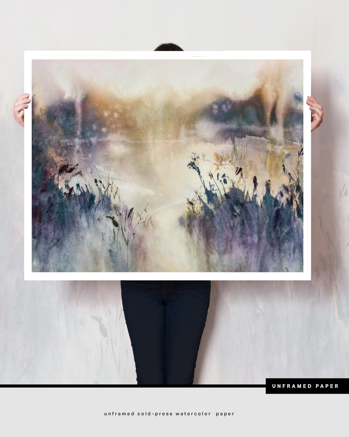 Landscape Wall  Art Prints Loose Abstract Watercolor Paper & Canvas | Marsh