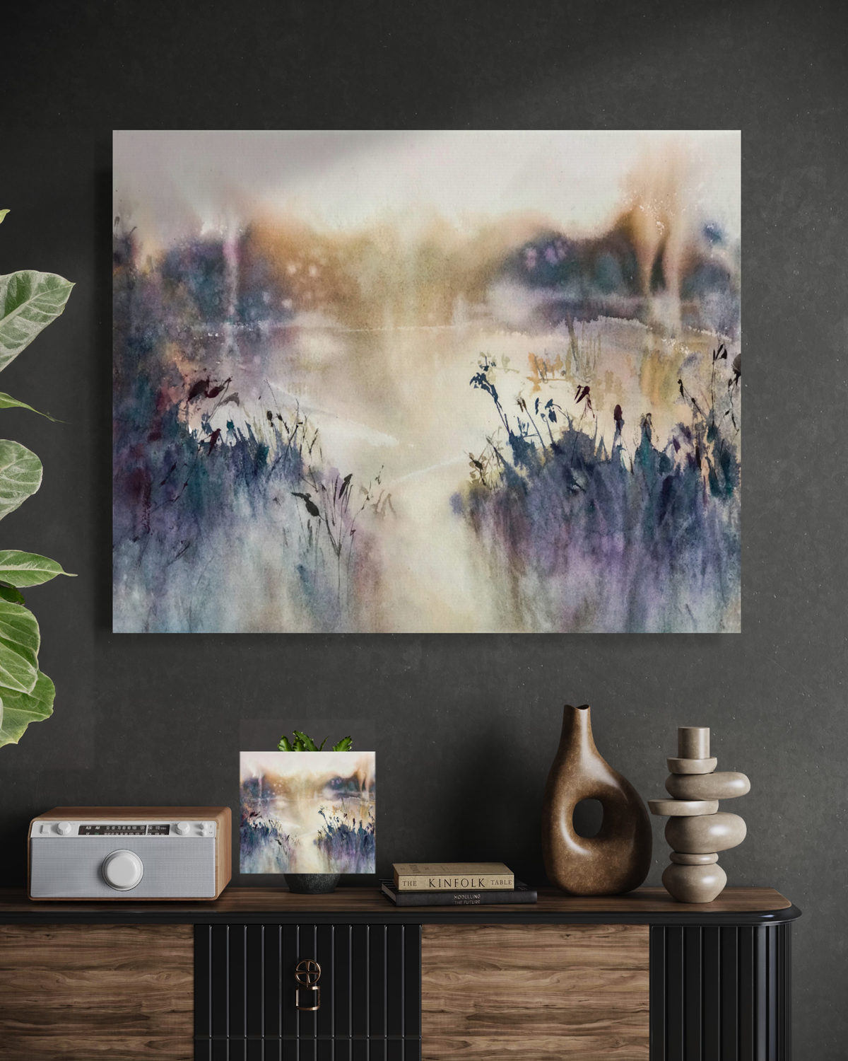 Landscape Wall  Art Prints Loose Abstract Watercolor Paper & Canvas | Marsh