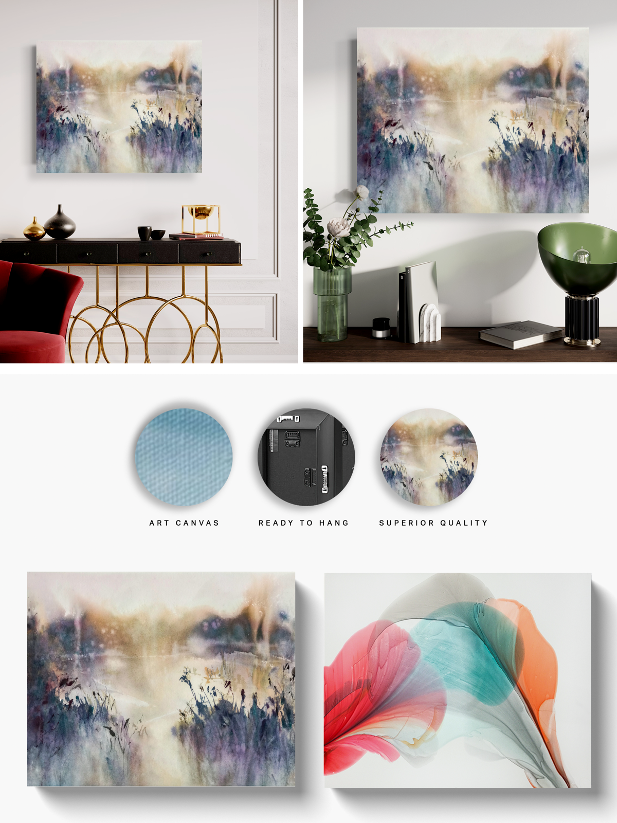 Landscape Wall  Art Prints Loose Abstract Watercolor Paper & Canvas | Marsh