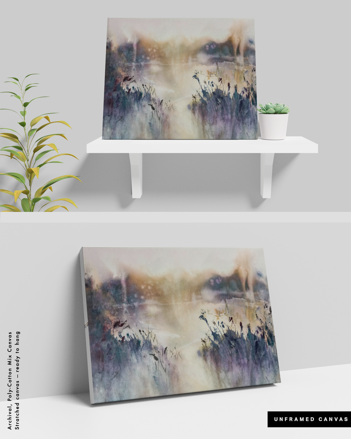 Landscape Wall  Art Prints Loose Abstract Watercolor Paper & Canvas | Marsh