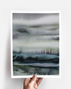 Landscape Wall Art Prints Loose Abstract Watercolor Paper & Canvas | New England Coast