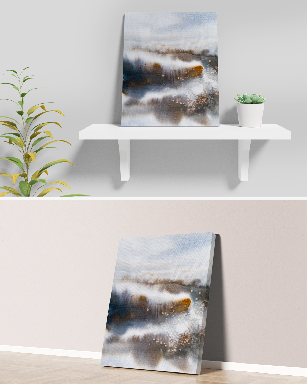Landscape Wall  Art Prints Loose Abstract Watercolor Paper & Canvas | Marsh 2