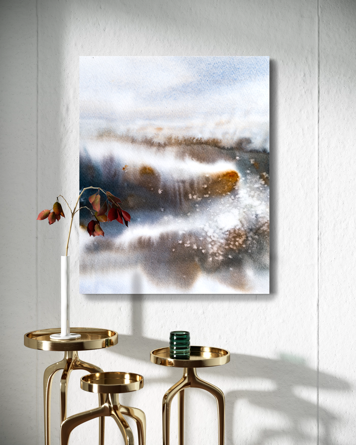Landscape Wall  Art Prints Loose Abstract Watercolor Paper & Canvas | Marsh 2