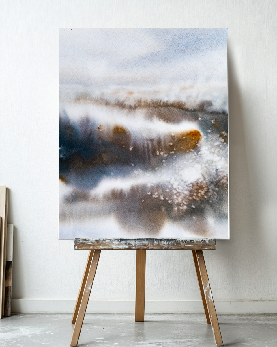 Landscape Wall  Art Prints Loose Abstract Watercolor Paper & Canvas | Marsh 2