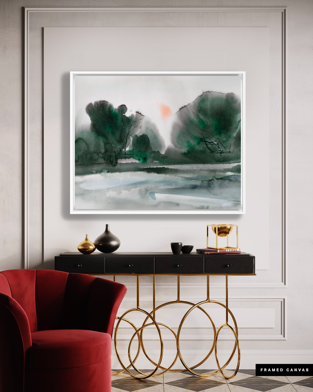 Landscape Wall  Art Prints Loose Abstract Watercolor Paper & Canvas | New England Marsh 3