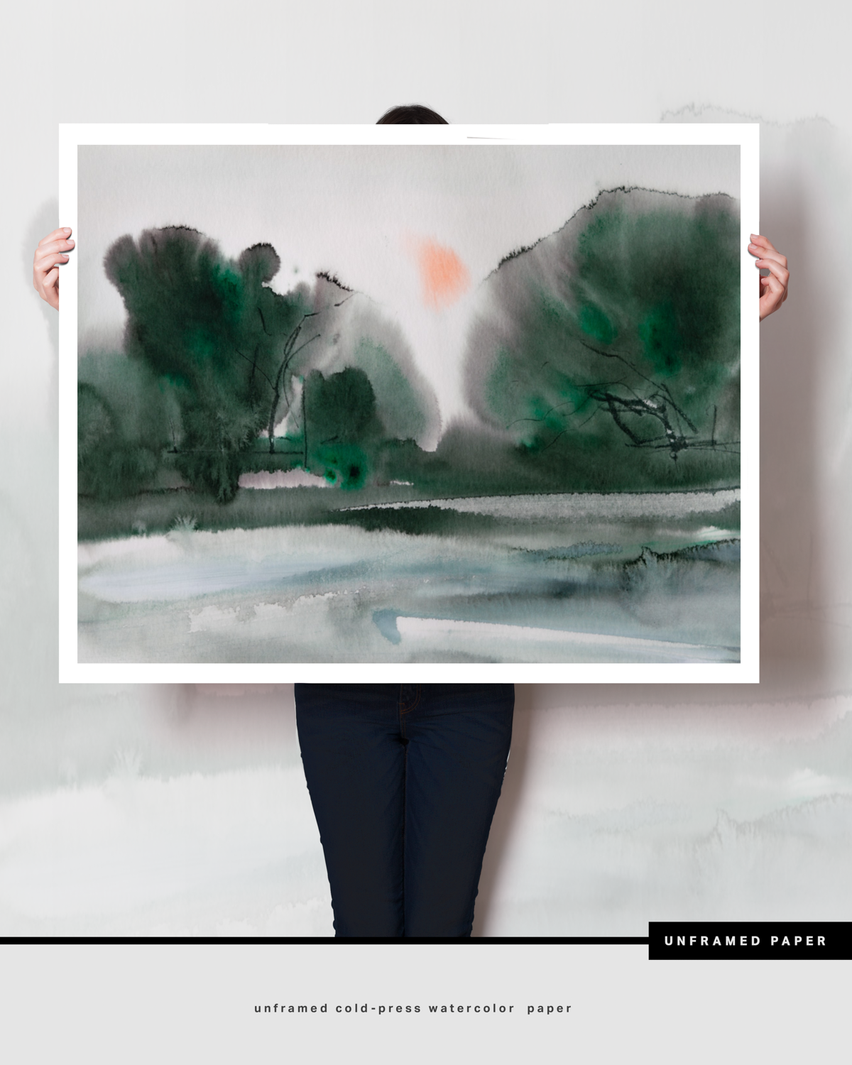 Landscape Wall  Art Prints Loose Abstract Watercolor Paper & Canvas | New England Marsh 3
