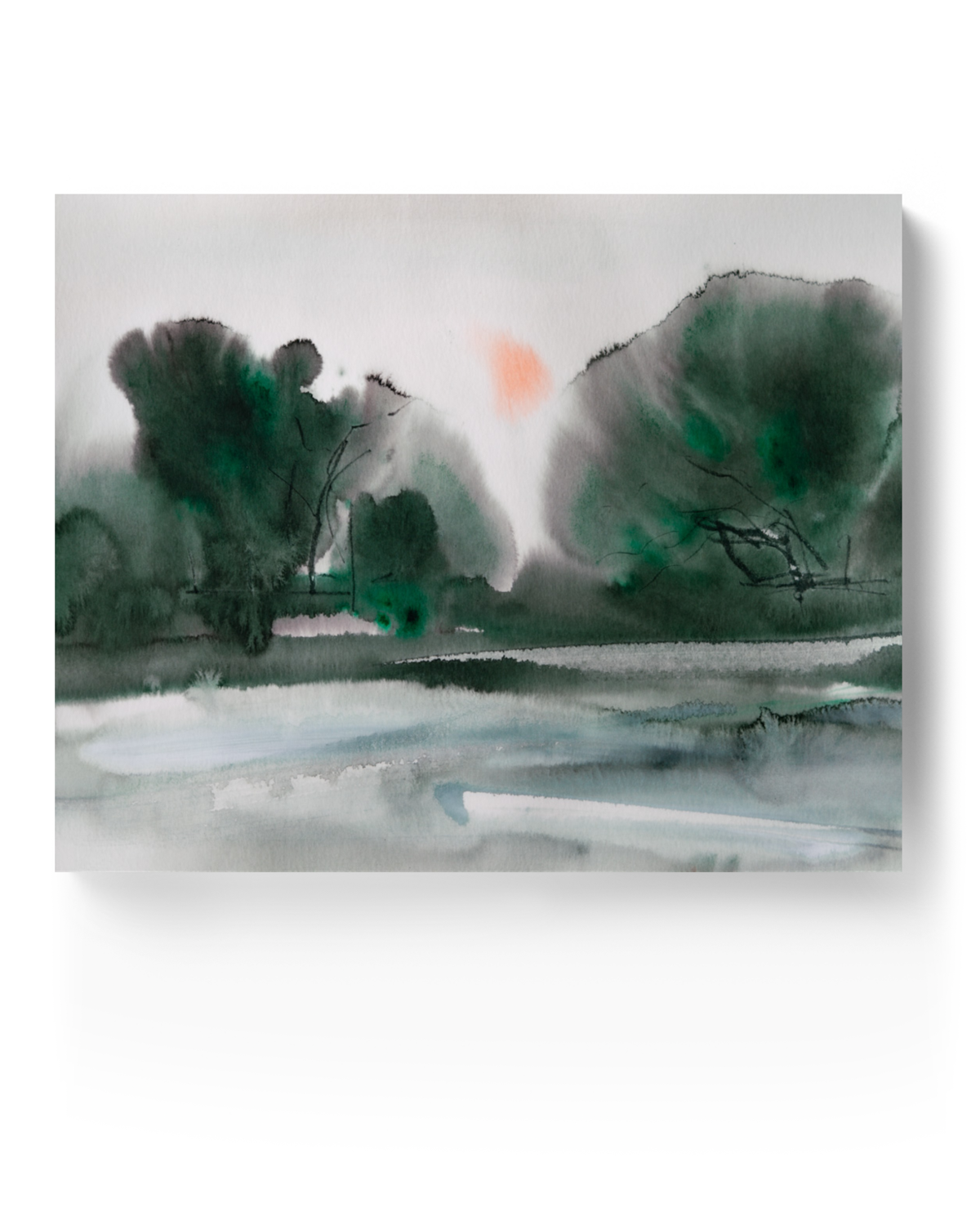 Landscape Wall  Art Prints Loose Abstract Watercolor Paper & Canvas | New England Marsh 3