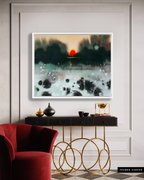 Landscape Wall  Art Prints Loose Abstract Watercolor Paper & Canvas | New England Sunset