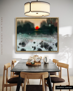 Landscape Wall  Art Prints Loose Abstract Watercolor Paper & Canvas | New England Sunset