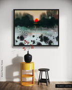 Landscape Wall  Art Prints Loose Abstract Watercolor Paper & Canvas | New England Sunset