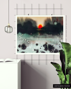 Landscape Wall  Art Prints Loose Abstract Watercolor Paper & Canvas | New England Sunset