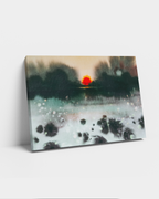 Landscape Wall  Art Prints Loose Abstract Watercolor Paper & Canvas | New England Sunset