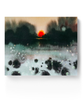 Landscape Wall  Art Prints Loose Abstract Watercolor Paper & Canvas | New England Sunset