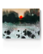 Landscape Wall  Art Prints Loose Abstract Watercolor Paper & Canvas | New England Sunset