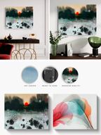 Landscape Wall  Art Prints Loose Abstract Watercolor Paper & Canvas | New England Sunset
