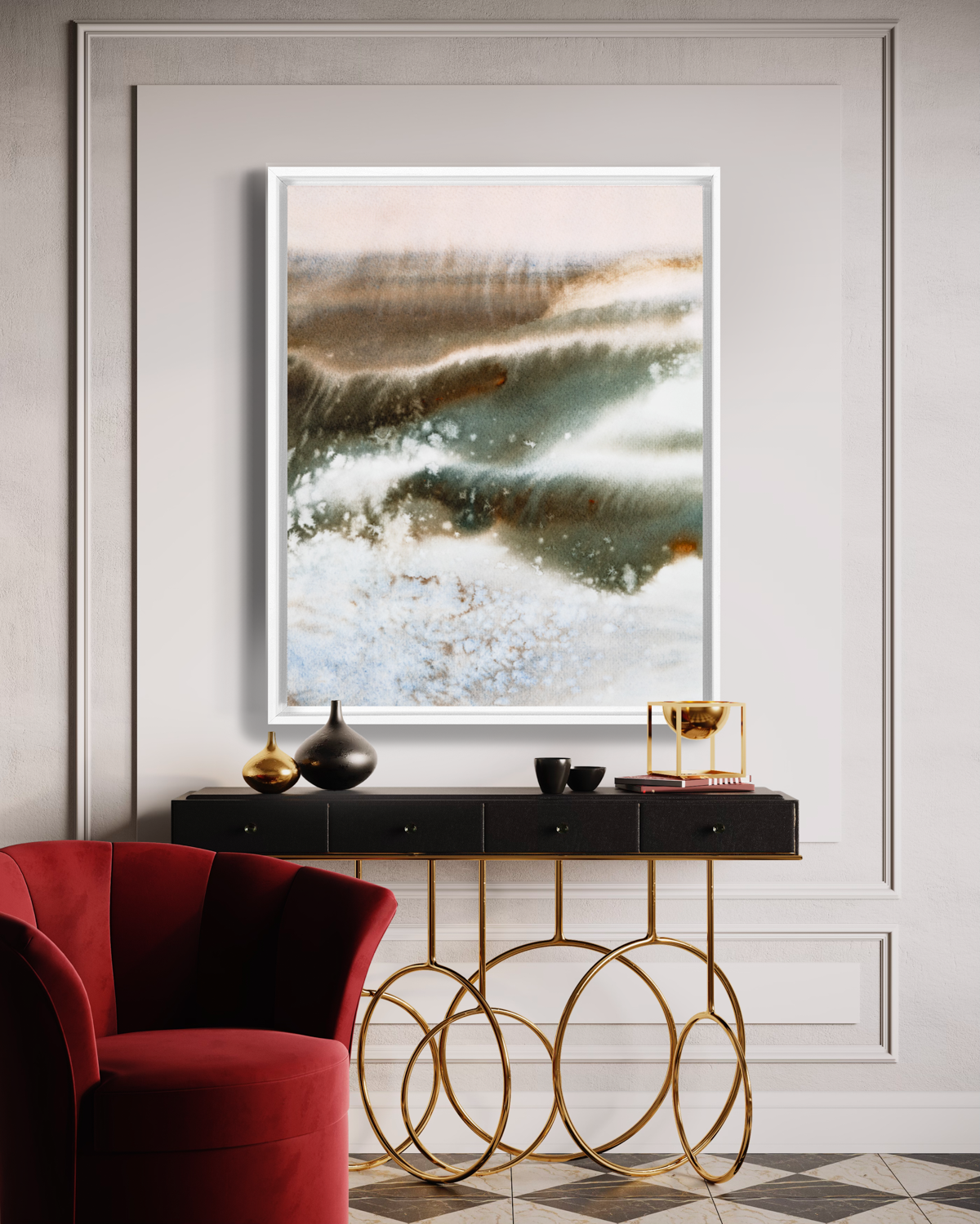 Landscape Wall  Wal Art Prints Loose Abstract Watercolor Paper & Canvas | Pole