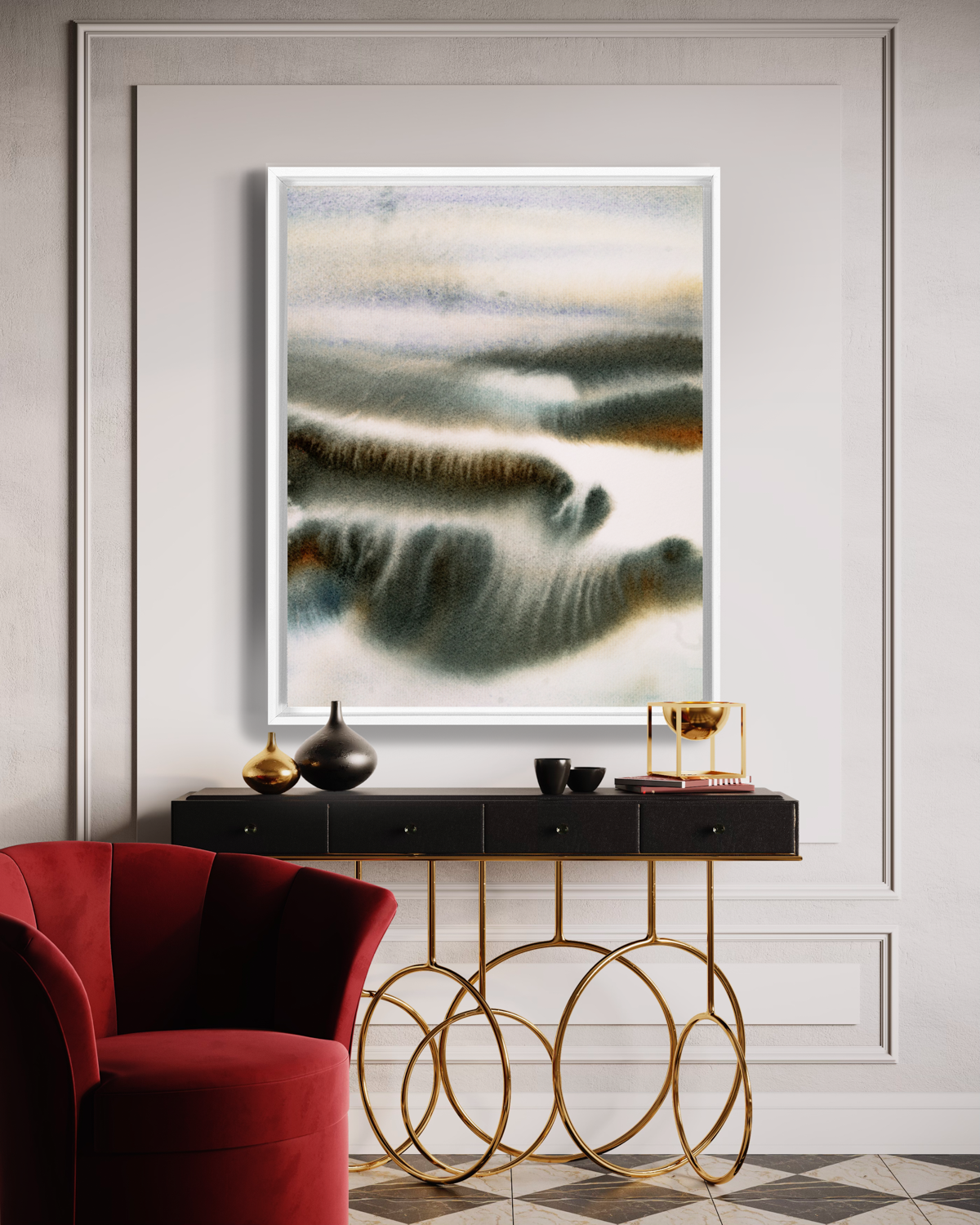 Landscape Wall Art Prints Loose Abstract Watercolor Paper & Canvas | Sunny