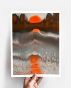 Landscape Wall  Wal Art Prints Loose Abstract Watercolor Paper & Canvas | Sunset 2