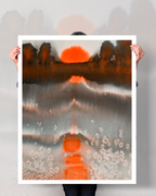 Landscape Wall  Wal Art Prints Loose Abstract Watercolor Paper & Canvas | Sunset 2