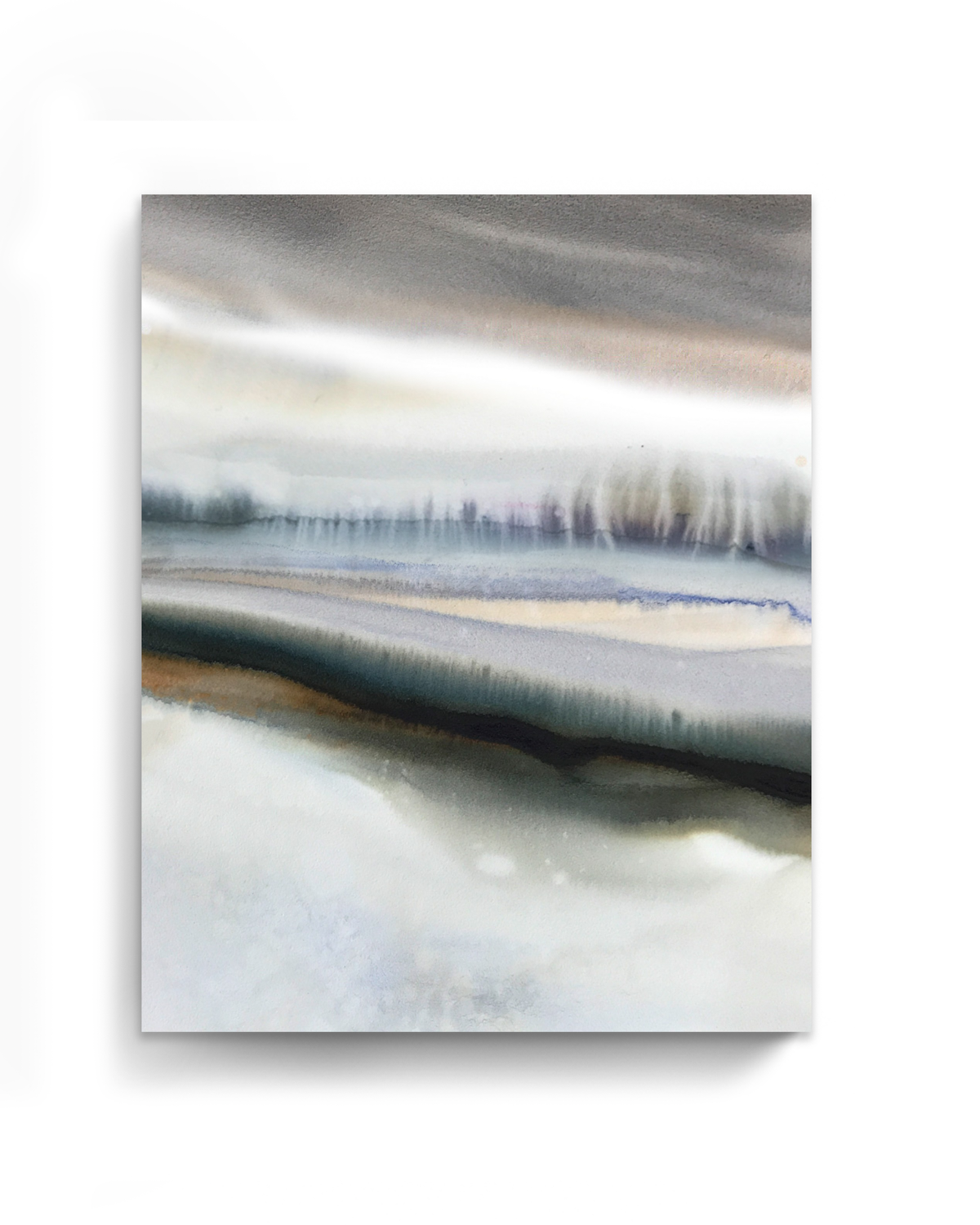 Landscape Wall  Art Prints Loose Abstract Watercolor Paper & Canvas | White Sun