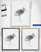 Animal Wall Art Prints Loose Watercolor Paper & Canvas | Stork 1