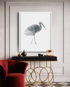 Animal Wall Art Prints Loose Watercolor Paper & Canvas | Stork 1