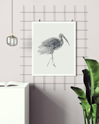 Animal Wall Art Prints Loose Watercolor Paper & Canvas | Stork 1