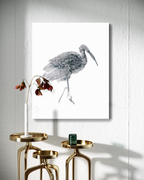Animal Wall Art Prints Loose Watercolor Paper & Canvas | Stork 1