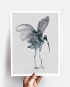 Animal Wall Art Prints Loose Watercolor Paper & Canvas | Stork 2