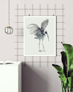 Animal Wall Art Prints Loose Watercolor Paper & Canvas | Stork 2