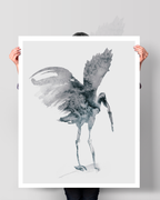 Animal Wall Art Prints Loose Watercolor Paper & Canvas | Stork 2