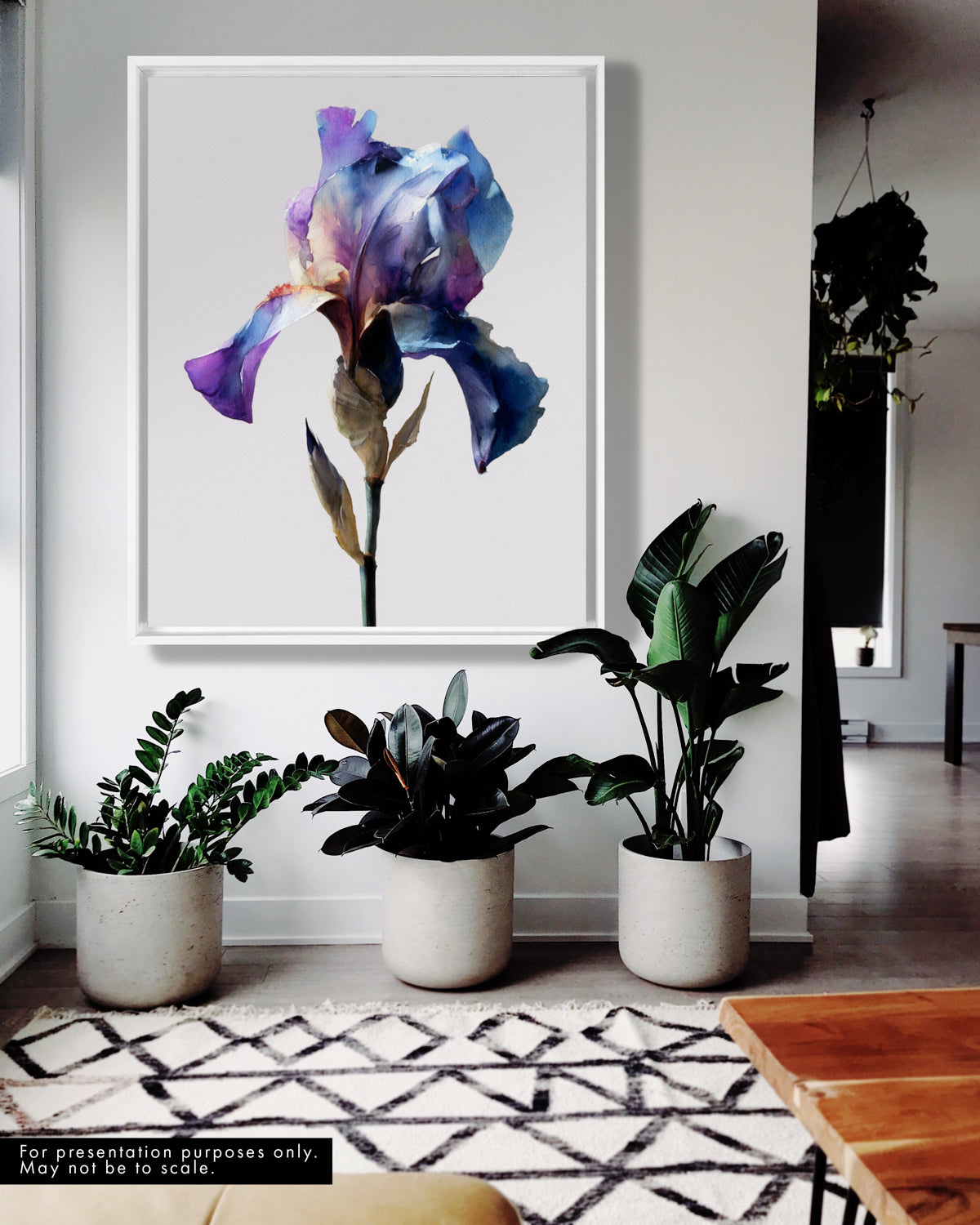 Botanical Wall Art Prints Abstract Flora Plant Watercolor Paper & Canvas | Iris 1