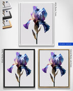 Botanical Wall Art Prints Abstract Flora Plant Watercolor Paper & Canvas | Iris 1