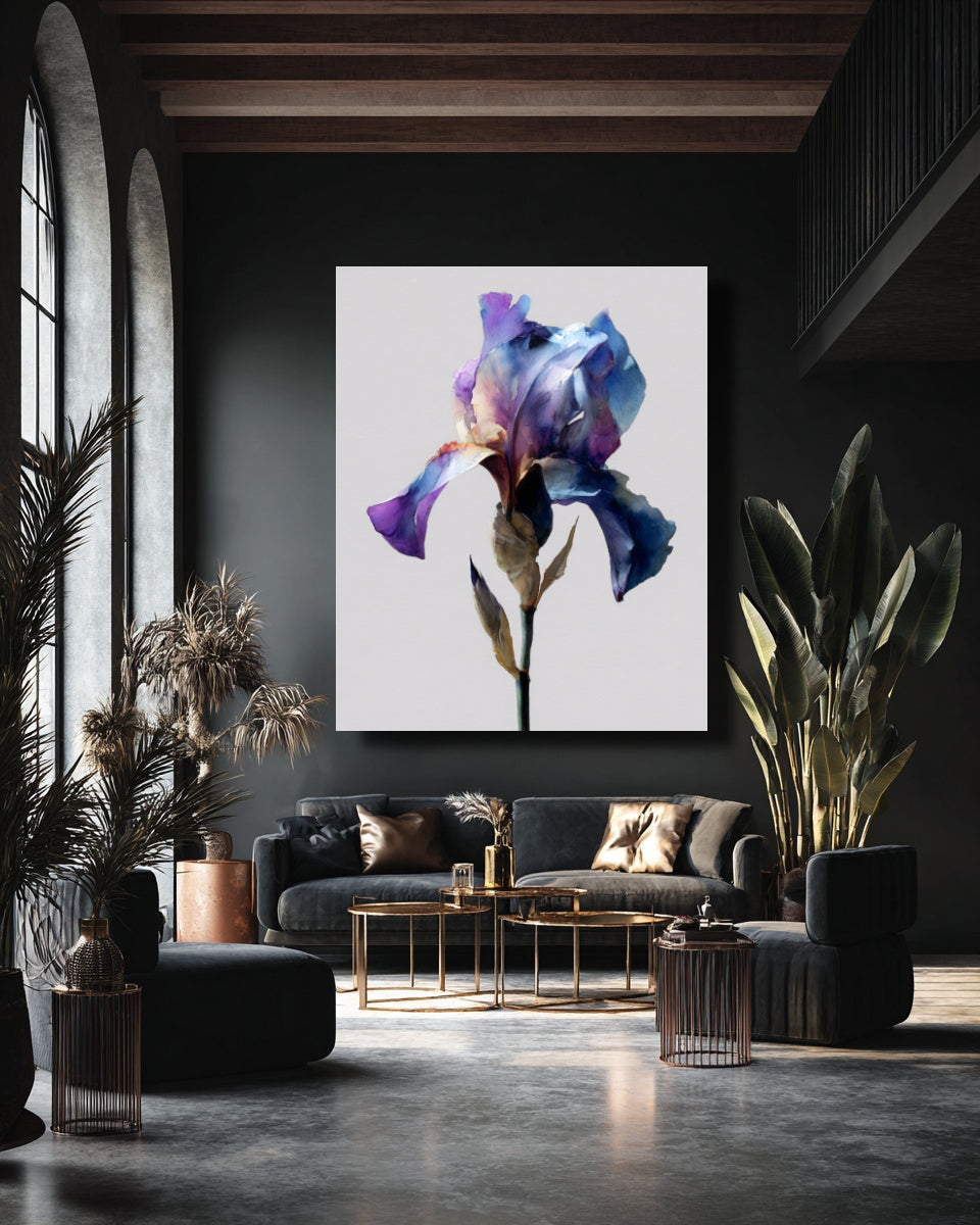 Botanical Wall Art Prints Abstract Flora Plant Watercolor Paper & Canvas | Iris 1