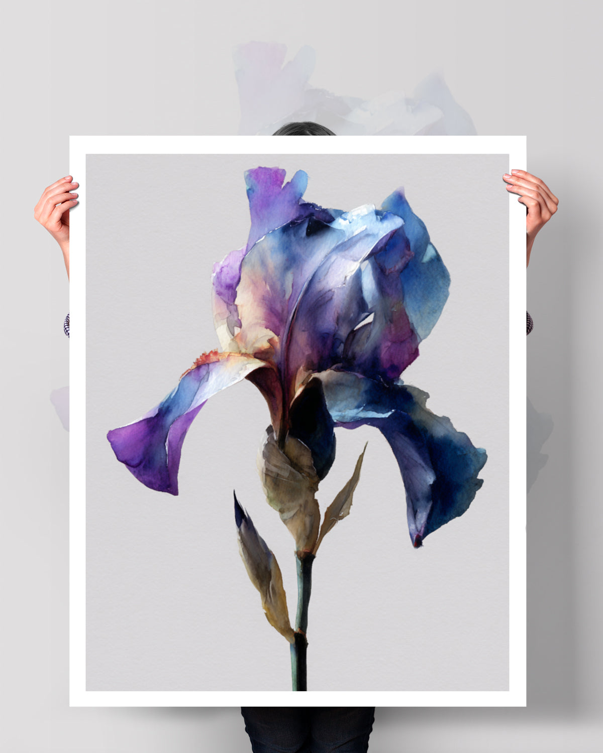 Botanical Wall Art Prints Abstract Flora Plant Watercolor Paper & Canvas | Iris 1