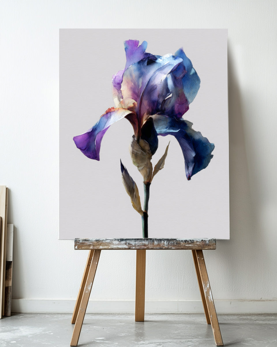 Botanical Wall Art Prints Abstract Flora Plant Watercolor Paper & Canvas | Iris 1