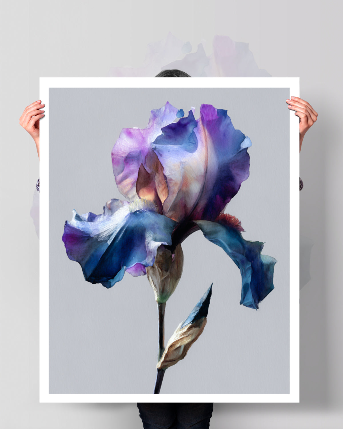 Botanical Wall Art Prints Abstract Flora Plant Watercolor Paper & Canvas | Iris 2