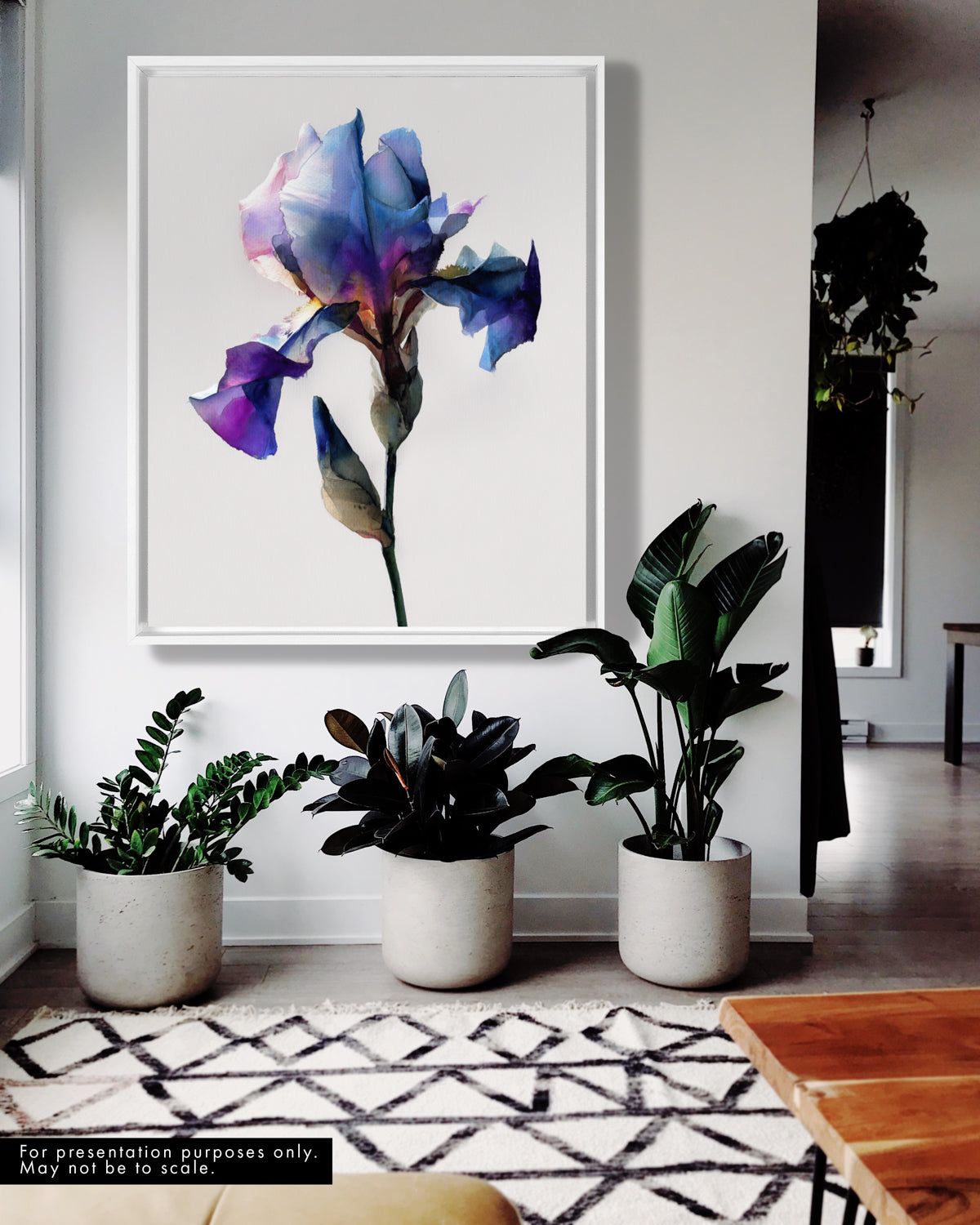 Botanical Wall Art Prints Abstract Flora Plant Watercolor Paper & Canvas | Iris 3